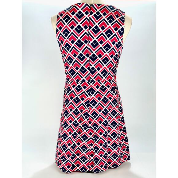 GAP Sheath Dress Sleeveless Pink Blue White Geometric Dress Midi Lined SIZE 4 90 - Picture 4 of 9